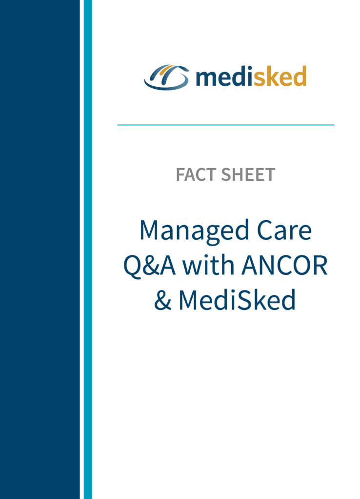 MediSked Fact Sheet cover: "Managed Care Q&A with ANCOR & MediSked"