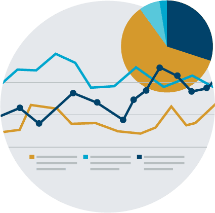Icon of a line chart and pie chart to show abstract data