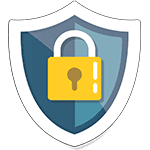 Illustrated icon of a lock and shield