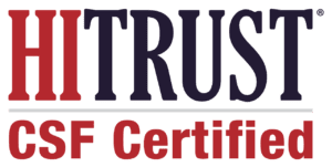HITRUST CSF Certified logo, black and red