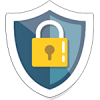 Security Illustrated icon of a lock and shield